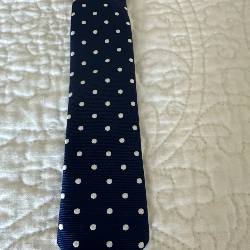 Boys Navy Blue Polka Dot Tie